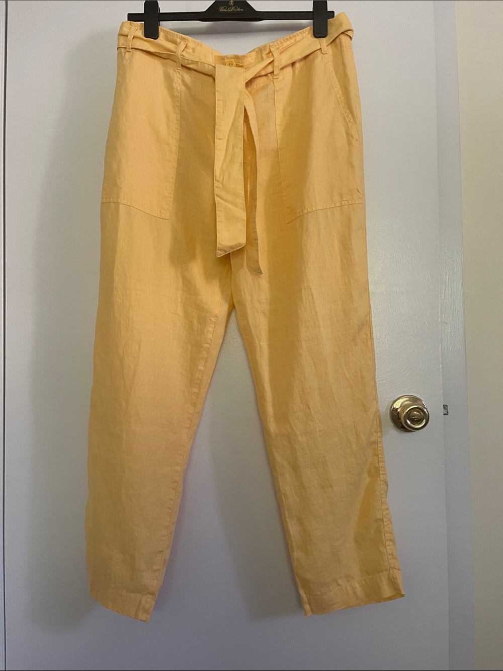 Ralph Lauren Yellow Linen Tie-Waist Chinos